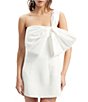Color:Orchid White - Image 4 - Bella One Shoulder Sleeveless Bow Mini Dress