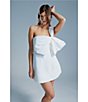 Color:Orchid White - Image 5 - Bella One Shoulder Sleeveless Bow Mini Dress
