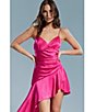 Color:Magenta - Image 6 - Idres V-Neck Sleeveless Asymmetrical Hem Mini Dress