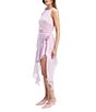 Color:Lilac - Image 3 - Ivana Crew Neck Sleeveless Rosette Ruffle High Low Dress