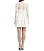 Color:Ivory - Image 2 - Lace Corset V Neckline Long Sleeve Mini Dress