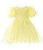 Color:Sunshine - Image 5 - Little/Big Girls 4-16 Juliet Puffed-Sleeve Organza Mini Dress