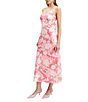 Color:Pink Abstract - Image 3 - Malinda Floral Print V-Neck Sleeveless Spaghetti Strap Tie Back Midi Slip Dress