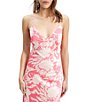 Color:Pink Abstract - Image 4 - Malinda Floral Print V-Neck Sleeveless Spaghetti Strap Tie Back Midi Slip Dress