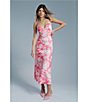 Color:Pink Abstract - Image 5 - Malinda Floral Print V-Neck Sleeveless Spaghetti Strap Tie Back Midi Slip Dress