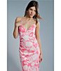 Color:Pink Abstract - Image 6 - Malinda Floral Print V-Neck Sleeveless Spaghetti Strap Tie Back Midi Slip Dress