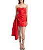 Color:Deep Red - Image 1 - Sleeveless Oversized Bow Waist Strapless Ruched Mini Dress