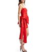 Color:Deep Red - Image 3 - Sleeveless Oversized Bow Waist Strapless Ruched Mini Dress