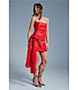 Color:Deep Red - Image 5 - Sleeveless Oversized Bow Waist Strapless Ruched Mini Dress