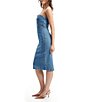 Color:Vintage Blue - Image 3 - Vanda Denim Strapless Back Slit Knee Length Dress