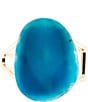 Color:Blue Agate/Gold - Image 2 - Blue Agate Genuine Slice Statement Cuff Bracelet