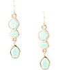 Color:Chrysoprase - Image 1 - Bronze and Genuine Chrysoprase Linear Earrings