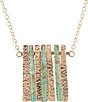 Color:Gold - Image 2 - Bronze and Genuine Turquoise Plated Collar Necklace