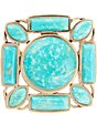 Color:Gold - Image 2 - Bronze and Green Turquoise Genuine Stone Statement Ring