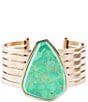 Color:Turquoise/Gold - Image 1 - Bronze and Lime Turquoise Cuff Bracelet