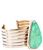 Color:Turquoise/Gold - Image 2 - Bronze and Lime Turquoise Cuff Bracelet