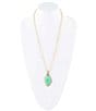 Color:Multi - Image 2 - Bronze and Lime Turquoise Long Pendant Necklace