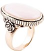 Color:Opal/Gold - Image 1 - Bronze and Pink Opal Genuine Stone Statement Ring