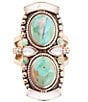 Color:Gold - Image 2 - Bronze Genuine Stone Turquoise & Mother-of-Pearl Statement Ring