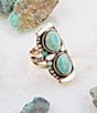 Color:Gold - Image 3 - Bronze Genuine Stone Turquoise & Mother-of-Pearl Statement Ring