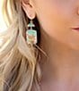Color:Turquoise/Bronze - Image 2 - Bronze Genuine Turquoise and Quartz Drop Earrings