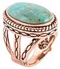Color:Turquoise - Image 2 - Copper and Genuine Turquoise Statement Ring