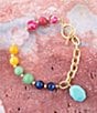 Color:Multi/Pink - Image 2 - Genuine Stone Nugget Charm Line Bracelet