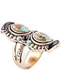 Color:Multi - Image 1 - Genuine Turquoise and Onyx Statement Ring
