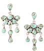 Color:Turquoise/Silver - Image 1 - Out West Sterling Silver Genuine Stone Turquoise Statement Chandelier Earrings