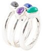 Color:Multi - Image 1 - Sterling Silver and Agate Genuine Stone Stacked Ring
