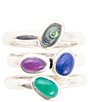 Color:Multi - Image 2 - Sterling Silver and Agate Genuine Stone Stacked Ring