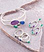 Color:Multi - Image 4 - Sterling Silver and Agate Genuine Stone Stacked Ring