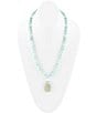 Color:Silver - Image 1 - Sterling Silver and Amazonite Genuine Stone Long Pendant Necklace
