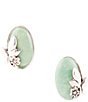 Color:Silver - Image 1 - Sterling Silver and Genuine Stone Turquoise Floral Motif Stud Earrings