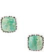 Color:Silver - Image 1 - Sterling Silver and Genuine Stone Turquoise Stud Earrings