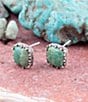Color:Silver - Image 2 - Sterling Silver and Genuine Stone Turquoise Stud Earrings