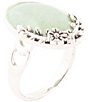 Color:Silver - Image 1 - Sterling Silver and Genuine Stone Turquoise Floral Motif Ring