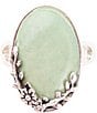 Color:Silver - Image 2 - Sterling Silver and Genuine Stone Turquoise Floral Motif Ring