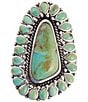 Color:Turquoise - Image 1 - Sterling Silver and Genuine Turquoise Rope Detail Statement Ring