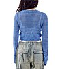 Color:Acid Blue - Image 2 - Crochet Tie Front Cropped Cardigan