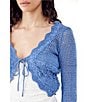 Color:Acid Blue - Image 4 - Crochet Tie Front Cropped Cardigan