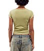 Color:Sage - Image 2 - Last Time Frill Edge Cropped Graphic T-Shirt