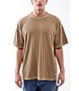 Color:Camel - Image 1 - Short Sleeve Variegated Rib Knit T-shirt