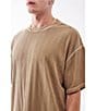 Color:Camel - Image 3 - Short Sleeve Variegated Rib Knit T-shirt