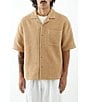 Color:Tan - Image 1 - Short Sleeve Waffle Woven Shirt