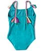 Color:Blue Moonstone - Image 2 - Big Girls 7-16 Tied Up In Love One-Piece Swimsuit