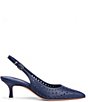 Color:Navy - Image 2 - Flynn Perforated Leather Sling Pumps