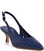 Color:Navy - Image 1 - Flynn Perforated Leather Sling Pumps