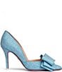 Color:Sky Blue - Image 2 - Oxsana Italian Linen Bow Pumps