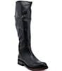 Color:Black Handwash - Image 1 - Manchester Tall Leather Block Heel Riding Boots